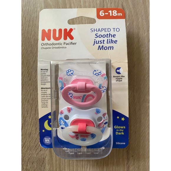 LOT New Pink Nuk Glow & Toys (Pre Owner)In The Dark Pacifiers w Case 6-18 Months - Picture 5 of 5